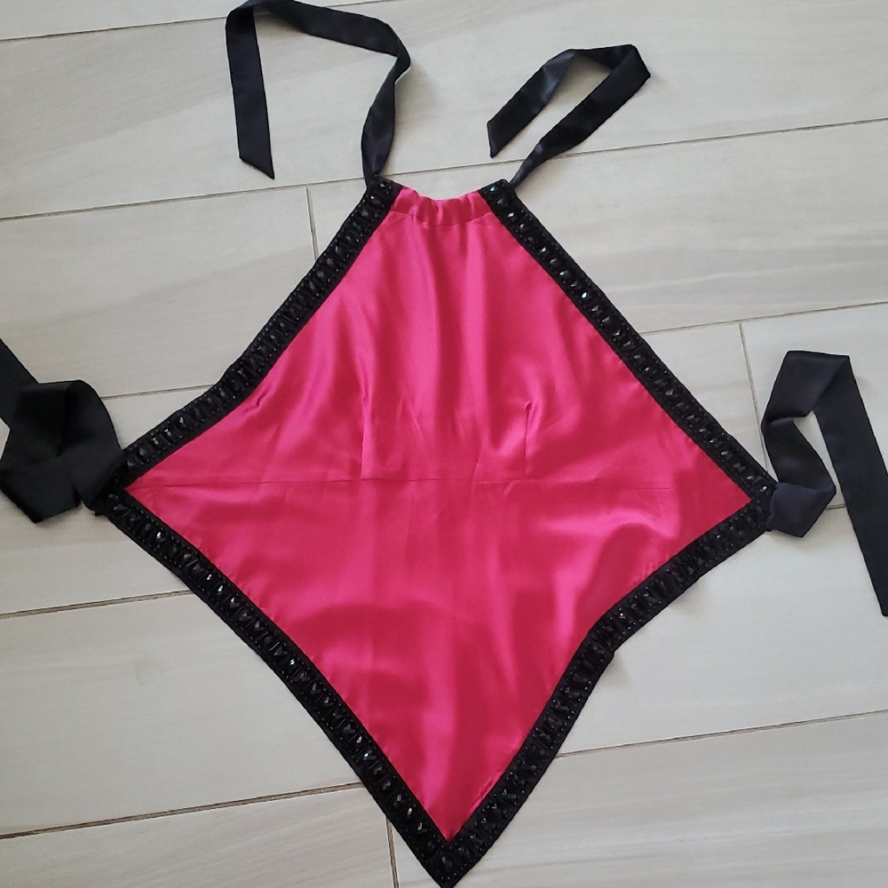 bebe Pink and Black Satin Chemise